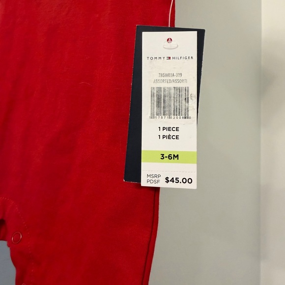 Tommy Hilfiger Bold Red Infant Romper - Picture 3 of 4
